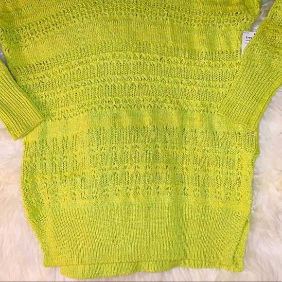 Free People Hot Tropics Lime Green V-Neck Sweater - Picture 9 of 13